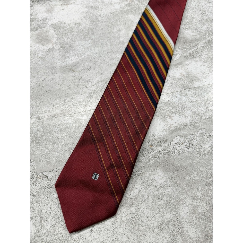 Givenchy 100% Polyester Tie Mens One Size Red Striped Designer Necktie Vintage